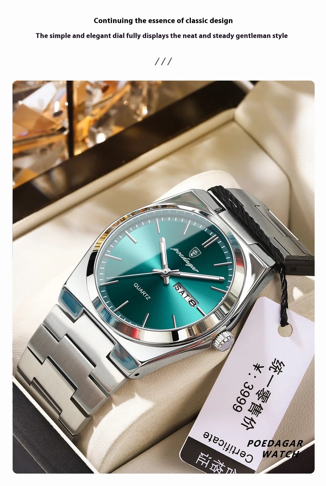 Reloj de Cuarzo Luminoso Impermeable para Hombre Ultrafino